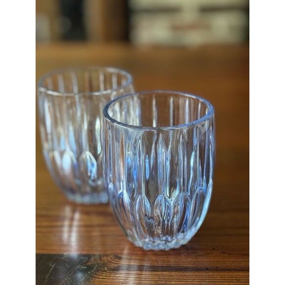 2 4” Blue Tinted Glass Tumblers Heavy Bottomed Catch Light Beautifully - Picture 9 of 9